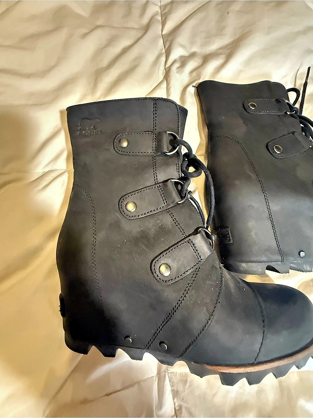Sorel Joan of Arctic Wedge II Women's Black Winter Boots US 8